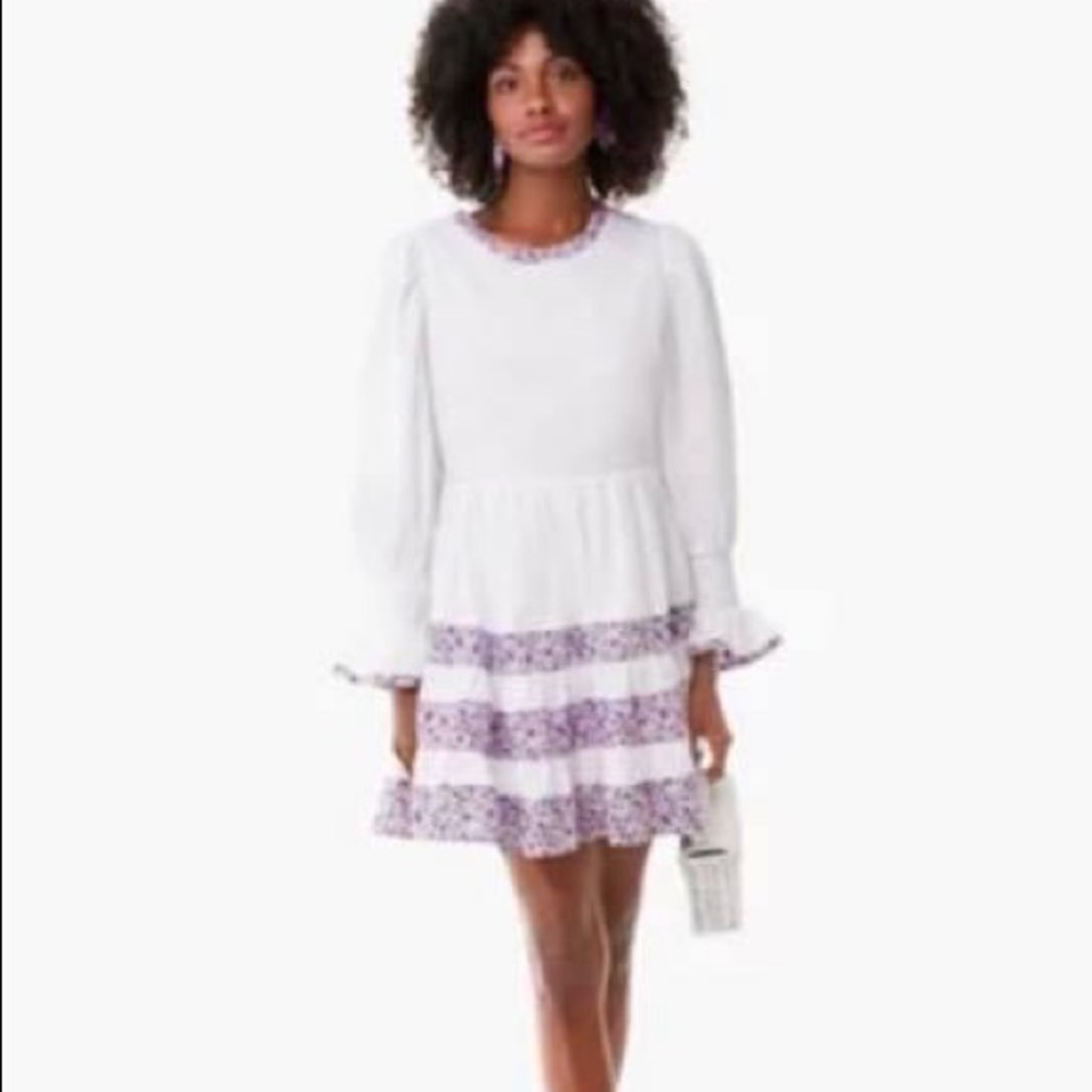 Purple Floral tiered mini dress